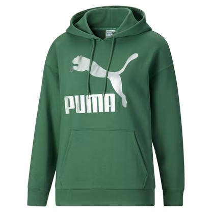 Puma Classics Women's Logo Hoodie Deep Forest-Silver
