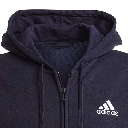 Adidas Essentials Fleece 3-Stripes Full-Zip Hoodie Black