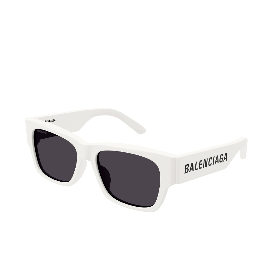Balenciaga Rectangle Acetate Sunglasses BB0262SA White/Grey