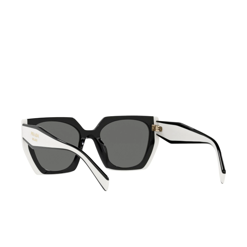Prada Rectangle Sunglasses with Logo PR 15WS Black/Chalky White